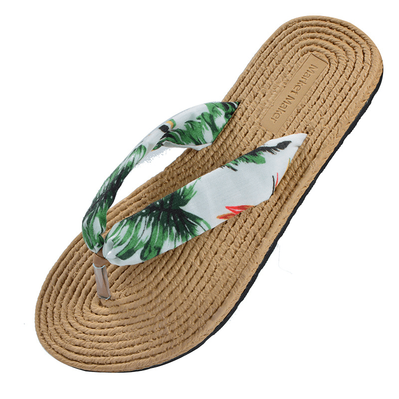 womens beach flip flops with linen upper eva sole non slip flat sandals beige black polka   soft cushioned insole for poolside summer casual and casual attire breathable comfortable slippers Product details 3
