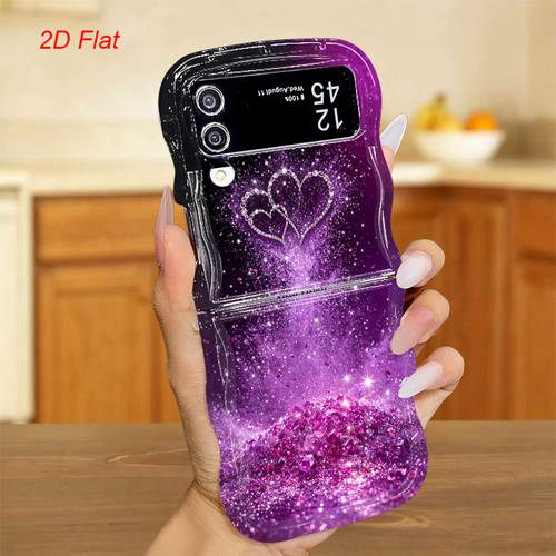 item picture phone case 2d flat amethyst heart ray transparent foldable phone case suitable for samsung galaxy z flip 8 z flip 3 5g z flip 4 z flip 5 z flip 6 z flip 7 z flip 7 fe transparent soft shell case creative individual anti drop soft case lightweight