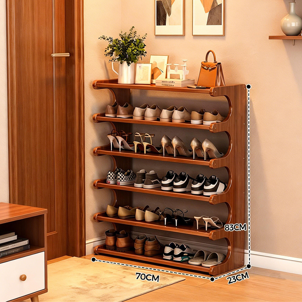 TEMU Étagère à chaussures multi-niveaux - Meuble de rangement robuste pour entrée avec encombrante, construction en bambou robuste et ingénierie,