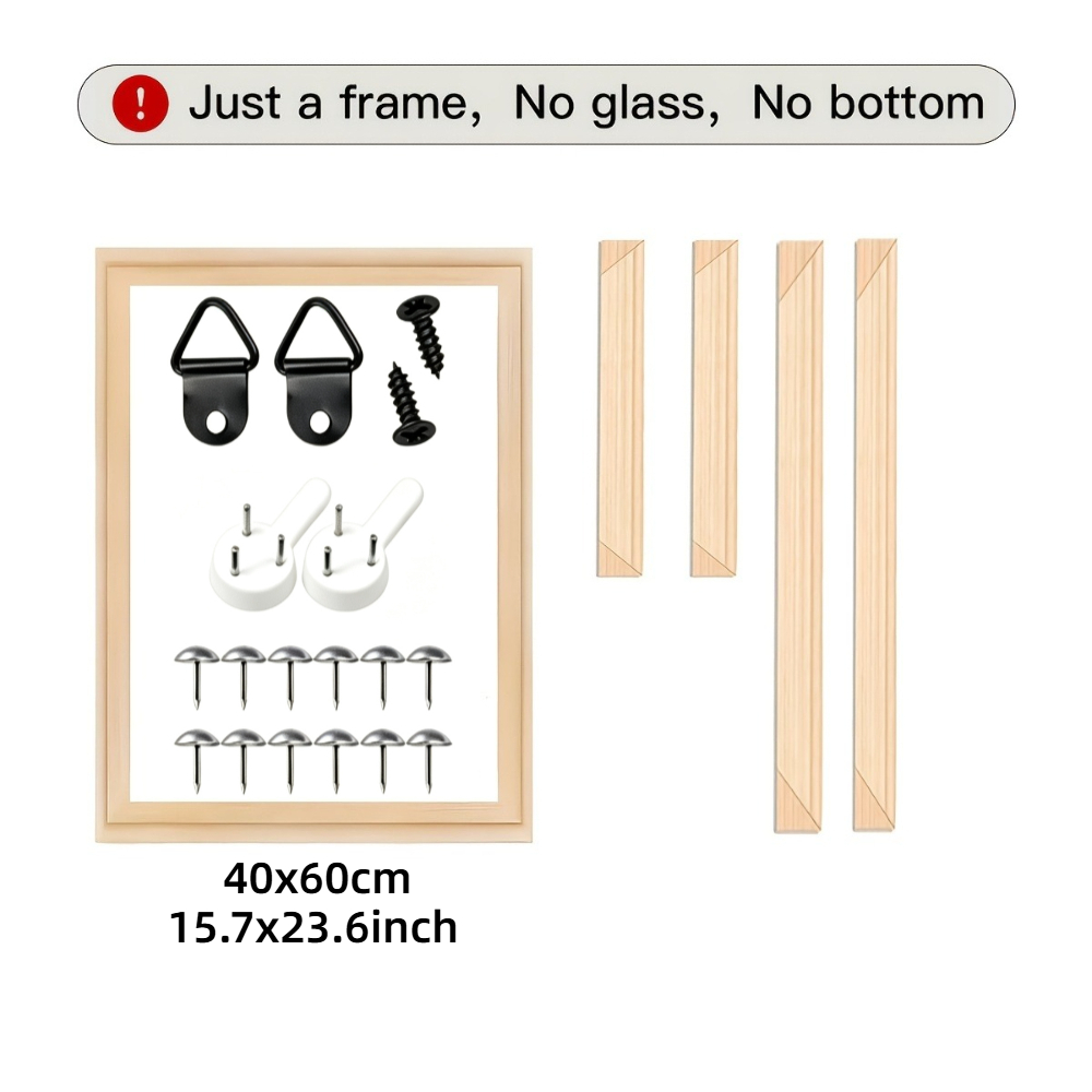TEMU 1pc Solid Wood Poster Frame - Easy Assembly, 40x60cm, 60x80cm Portrait Wall Art Frame, Suitable For Modern Home, Bedroom, Office Decor - Sturdy