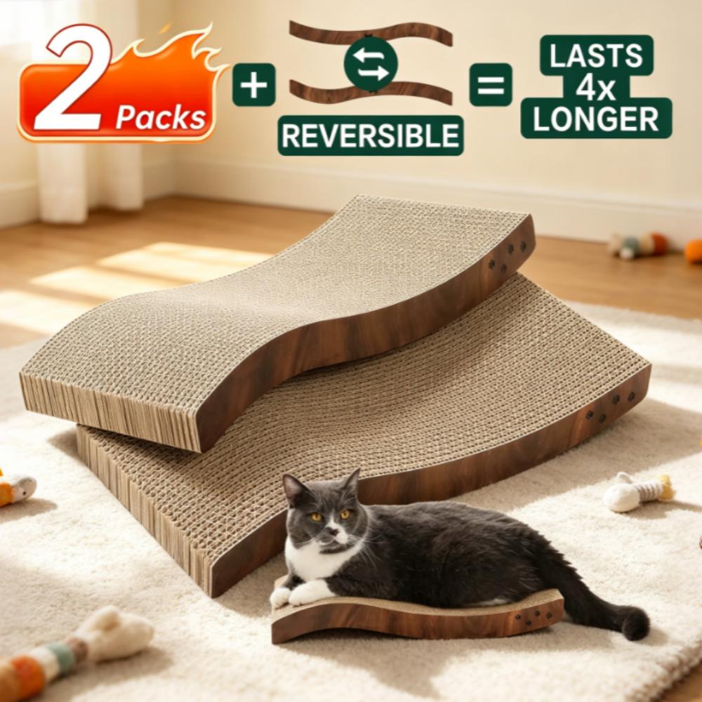 TEMU Dual-sided Wave-shaped Corrugated Cardboard Cat Scratcher Pad, Indoor Cat Scratching Board, Sturdy & Durable, Ideal For Cats To Play And Nap