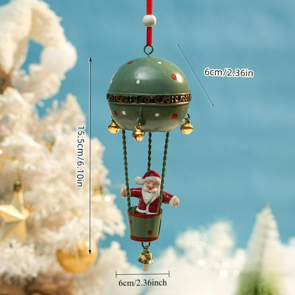 TEMU 1pc Christmas Iron Art Painted Decoration Small Pendant Hot Air Balloon Christmas Tree Elk Snowman Santa Claus Creative Pendant Holiday