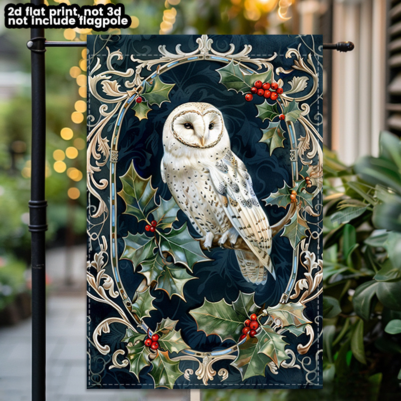 TEMU 2d Flat - 2d Flat - 1pc A Two-dimensional, Double-sided Garden Flag Featuring A Vintage With Holly And , Perfect For Holiday And Christmas