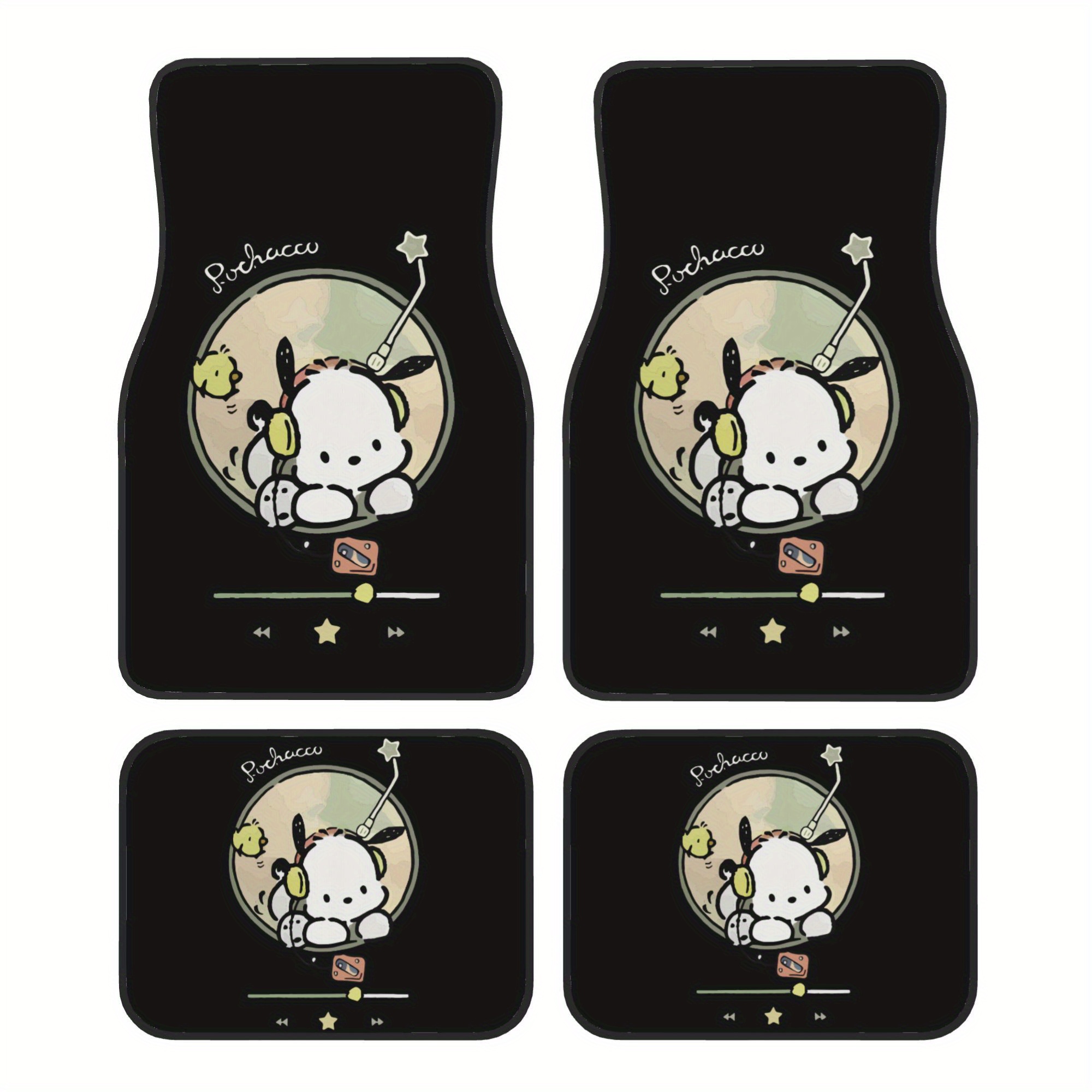 Authorized 4pcs Sanrio for pochacco Universal Cartoon Theme Car Floor Mats - Front And Rear Seat Covers. Universal Car Foot Mats, Anti-Slip And Stain-Resistant, Easy to Clean. Car Interior Accessories. Perfect Gift for Both Men And Women.
