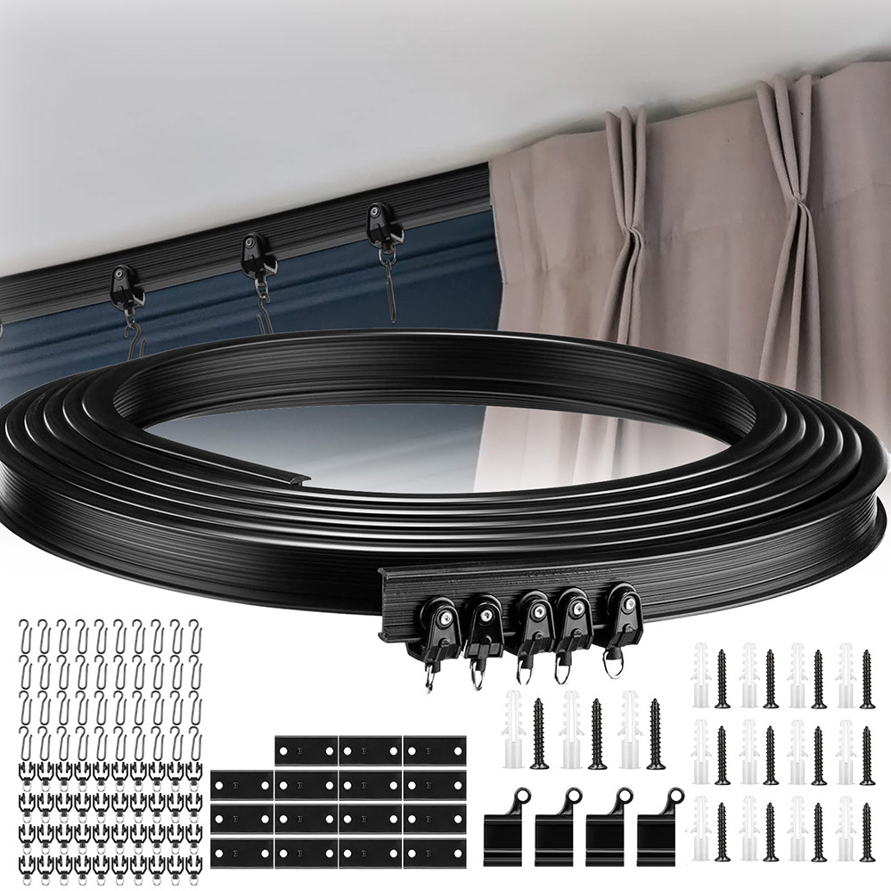Image of 1 Set 5m Ceiling Mounted Curtain Track, Flexible Curtain Rail With Track Curtain System, Rv Curtain Track, Room Divider, Ceiling Track For Curtains, Home Essential