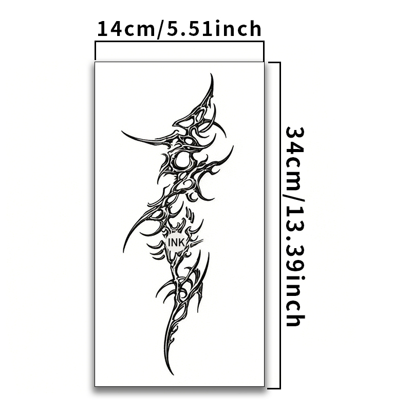 Realistic Cyber Sigil Tribal Temporary Tattoo Stickers, Blackwork Design