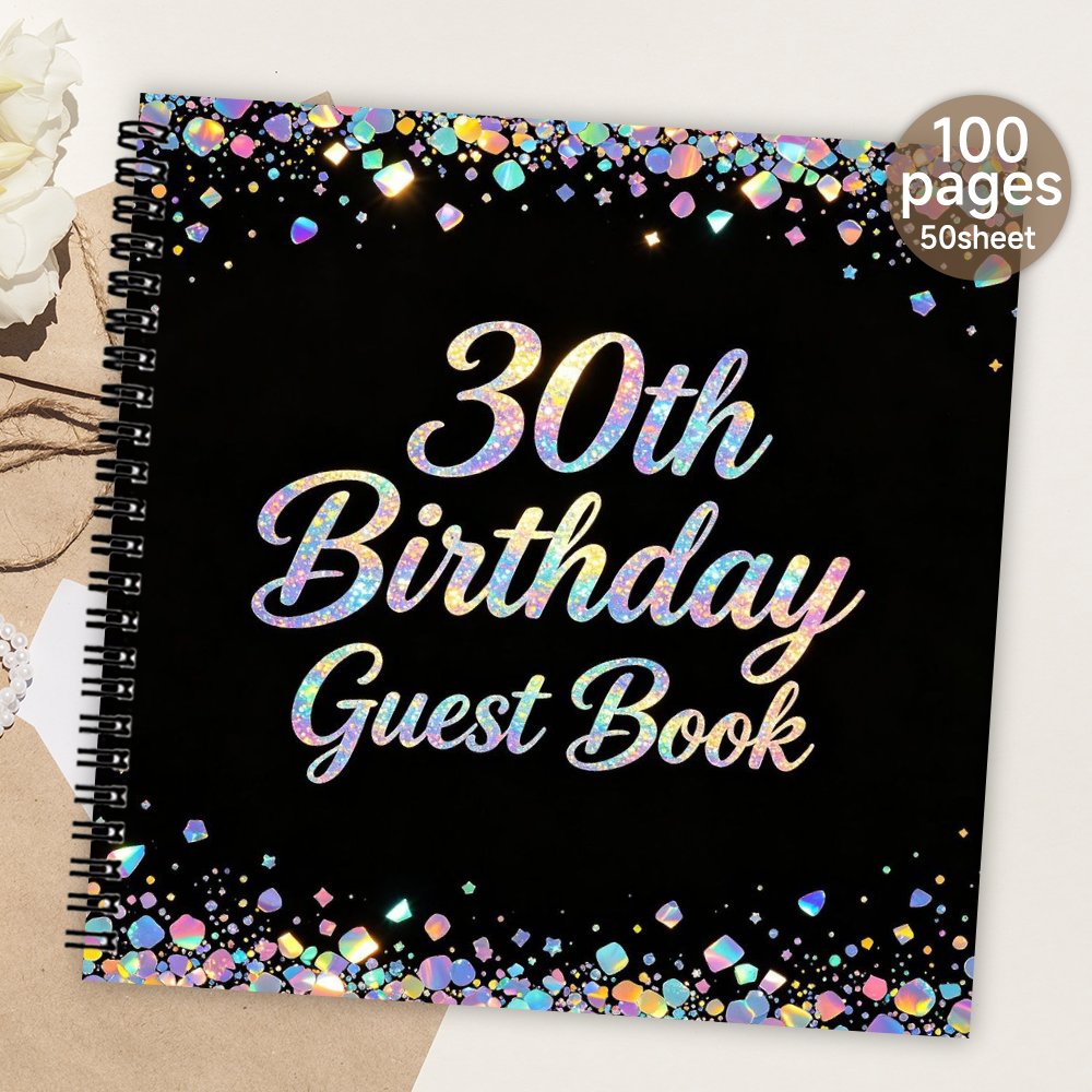 TEMU 1pc Spiral Guestbook, 30th Birthday Blank Page Guest Book, Guest Message & Signature Book, Meaningful Gift & Souvenir Album For Family & 30th