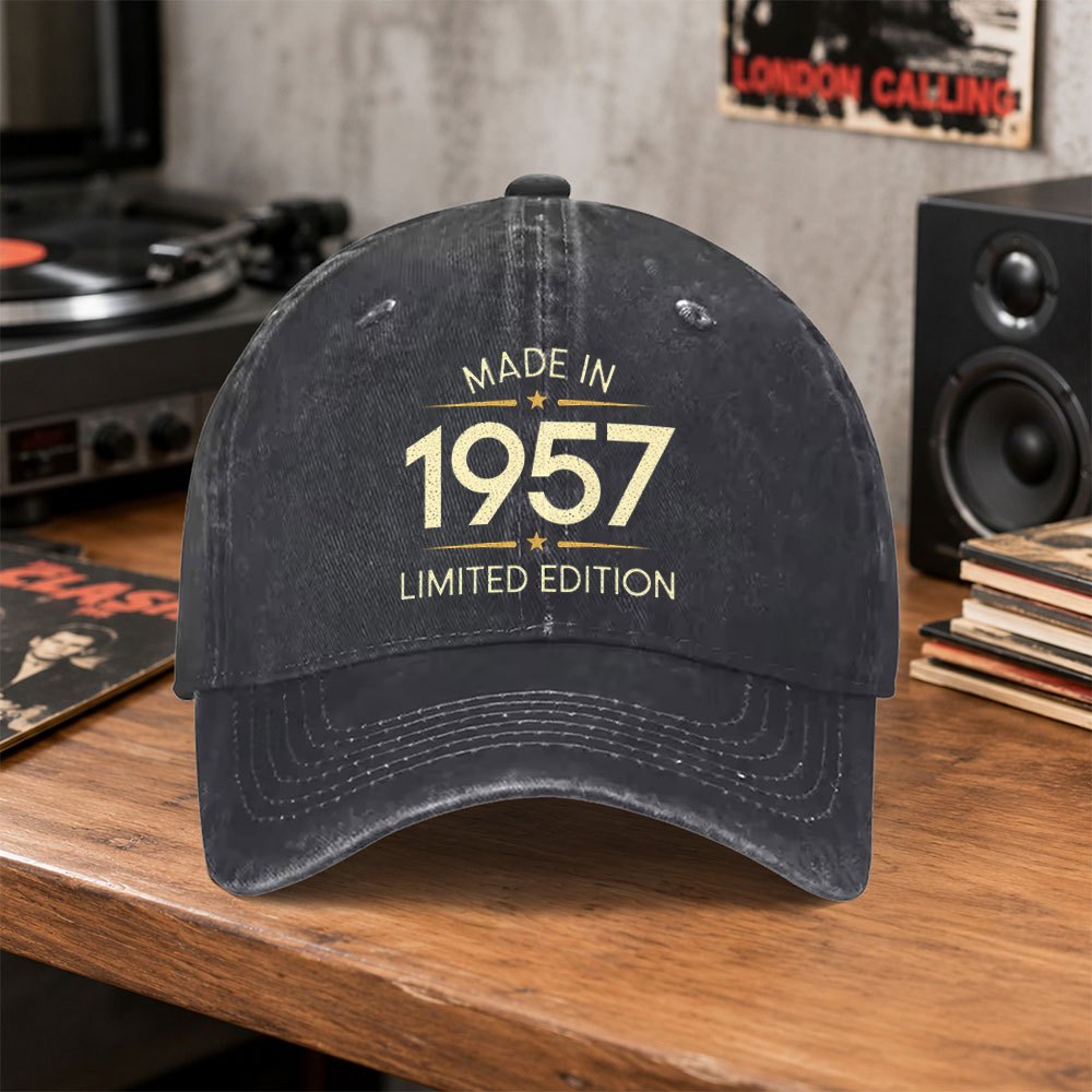 TEMU 1pc New Retro 1957 Edition Washed Baseball Cap Men's Casual Hip Hop Sports Hat Hat Versatile Flat Cap Suitable For Outdoor Sports Daily Wear
