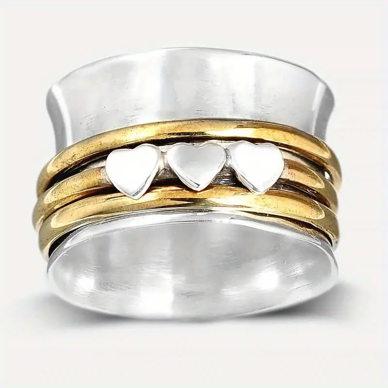 european and american peach heart two color female ring ring is very suitable for anniversaries and birthday gifts for parties and parties Product details 0
