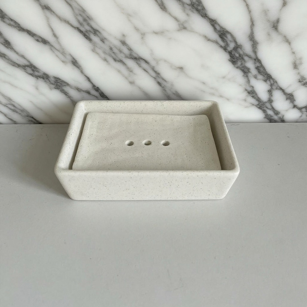 Image of - Style Ceramic Double-layer Soap Dish Water-draining Soap Holder For Hotel, , And Home Use, Can Hold Small Laundry Soap