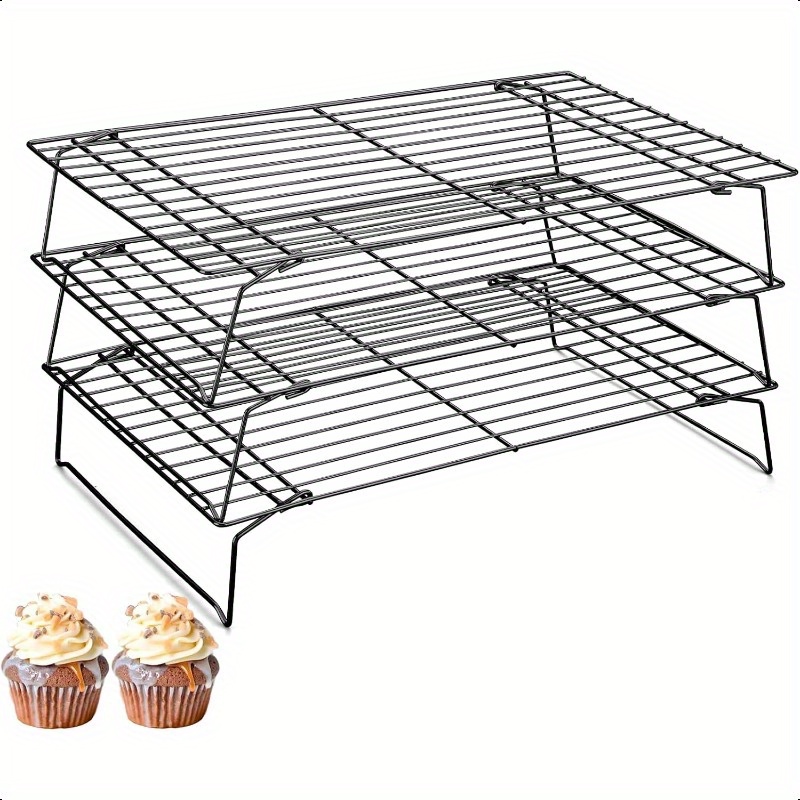 TEMU 3pcs Support de refroidissement pliable 16X10 pouces, support de plaque de cuisson, support de séchage de cuisson empilable, grill de camping,