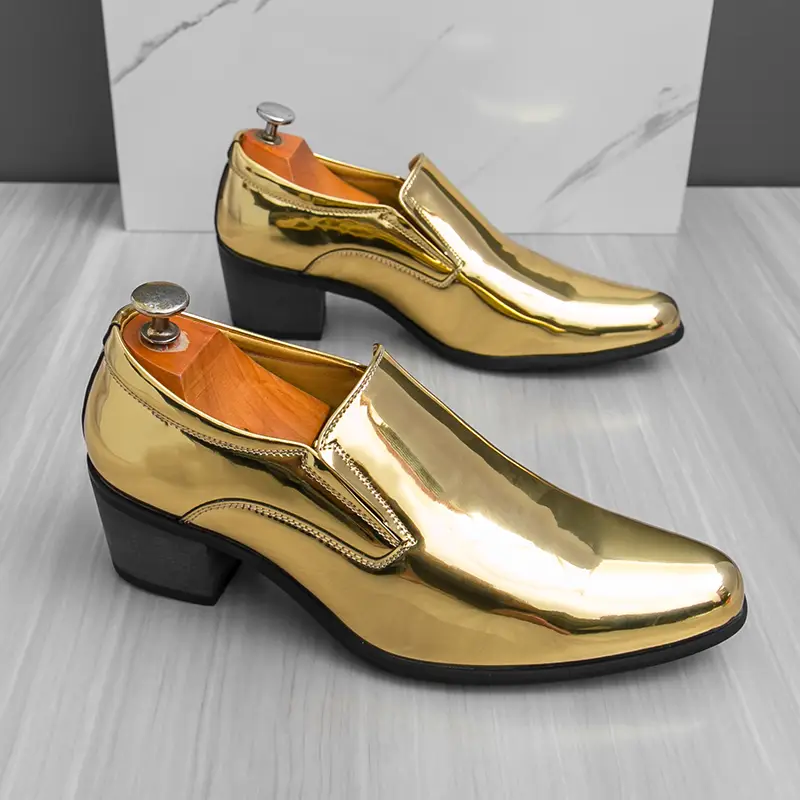 mens shoes golden stylist chelsea high heels pointed toe - Temu Bahrain mens shoes golden stylist chelsea high heels pointed toe - Temu Bahrain