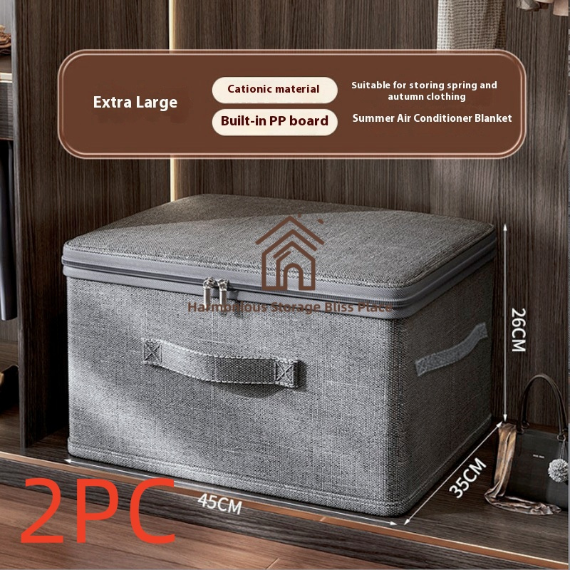 E-shop 2er-Set Große Faltbare Aufbewahrungsbox mit Deckel - Moderner Stoff-Organizer für Kleidung, Bettwäsche & Wohnraumorganisation, Platzsparendes