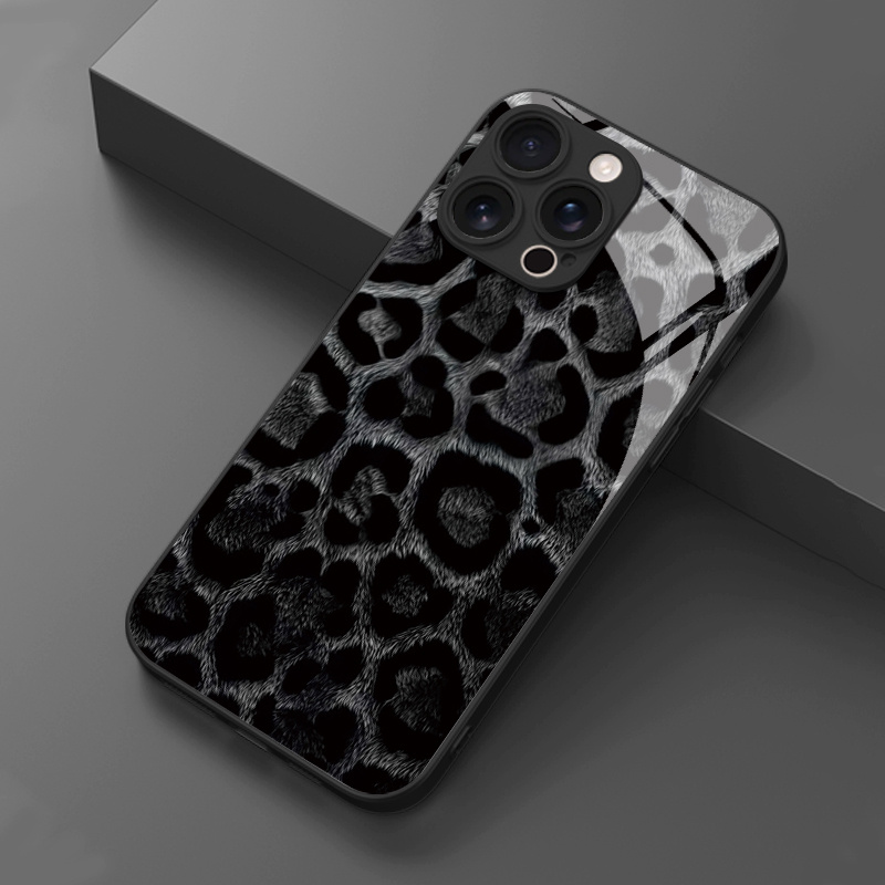 E-shop Handyhülle: 1 Leopardenmuster Plüschmuster Hartglas-Handyhülle für iPhone