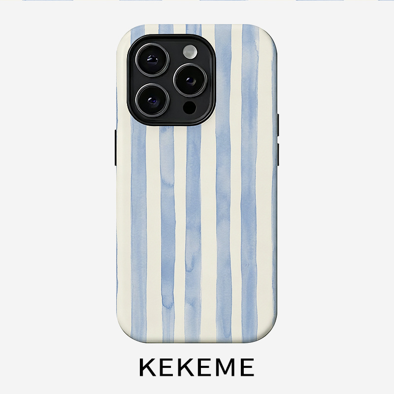 TEMU Phone Case - Vertical Striped Blue Film -one Suitable For Iphone 17 16 15 14 13 12 11 Pro 15 14 Plus 17 Coverage Anti-fall Fashion Easy Men And