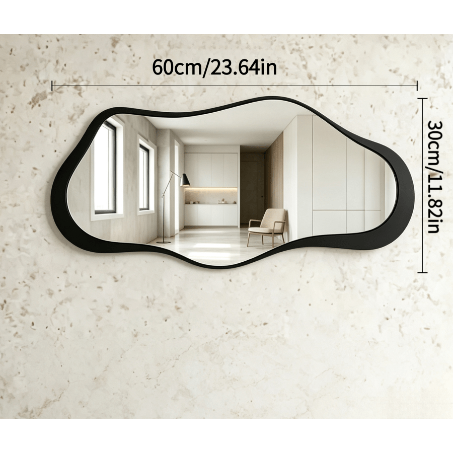 Irregular Cloud-Shaped Wooden Frame Wall-Mounted Makeup Mirror