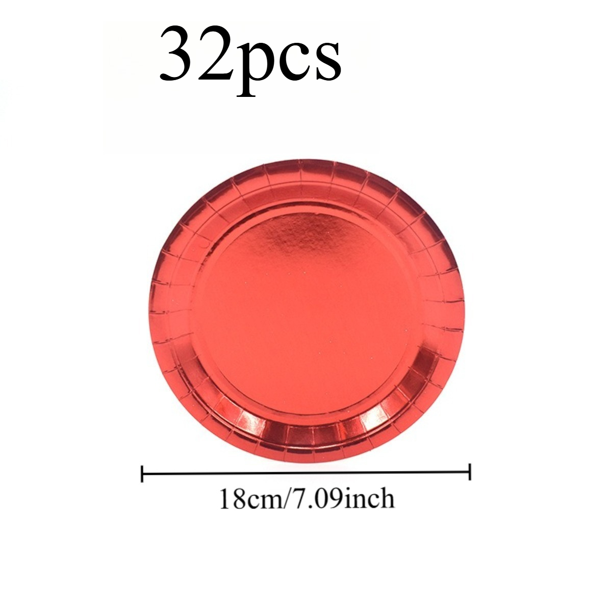 E-shop 32 Stück Metallic Rote Pappteller | 7 Zoll Folien Rote Partyteller für Weihnachten, Geburtstag, Hochzeit, Picknick, BBQ, Bar, Restaurant und