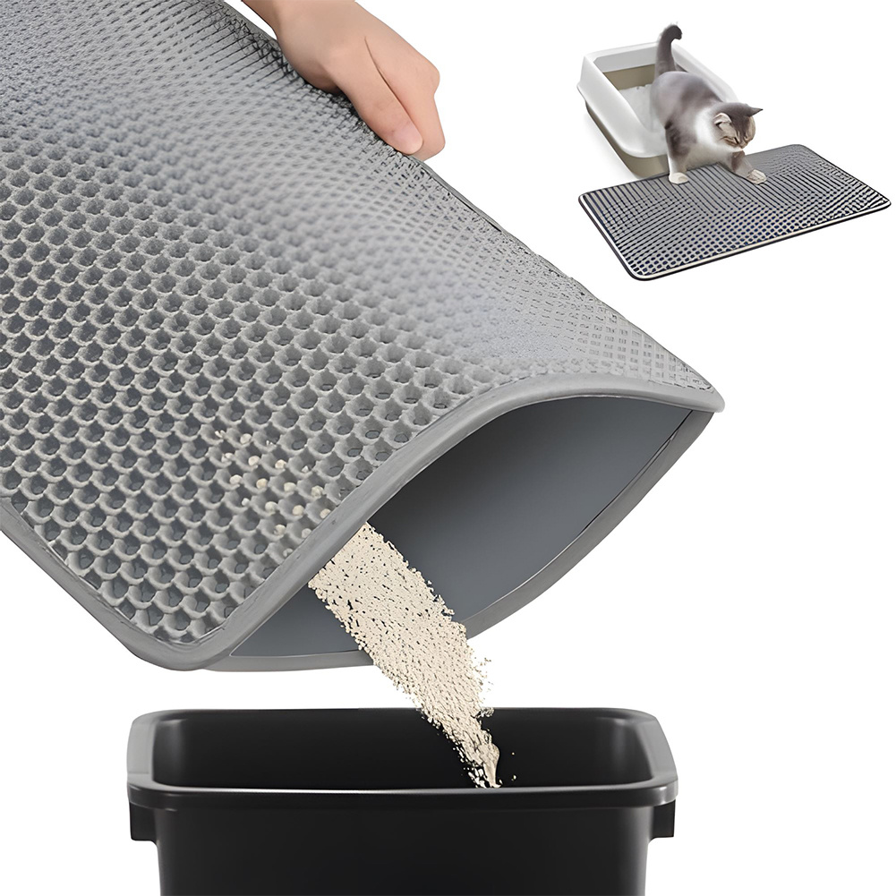 E-shop Extra Große Doppellagige Katzentoilettenmatte, Waschbare Bodenmatte mit Anti-Spuren, Hohler Filter zur Vermeidung von Spritzern, Kontrolle von