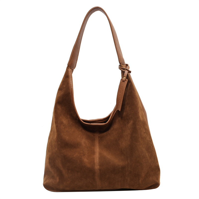 TEMU Women's Suede Shoulder Bag Slouchy Tote Bag Large Capacity Purse For Work Travel