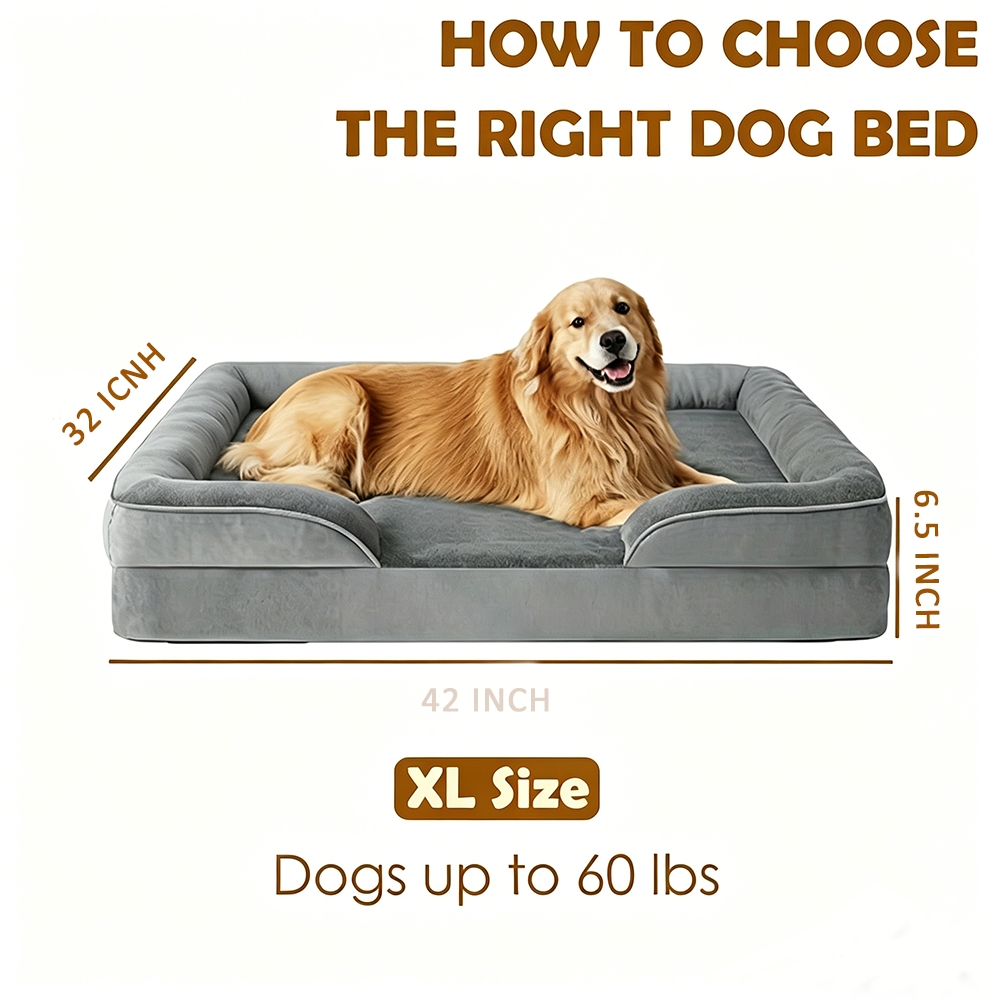TEMU Dog Sofa Bed For Medium And Large Dogs, Washable Orthopedic Dog Bed With Removable Cover, Egg-crate Foam Pet Couch Non-slip Medium Dog Bed With