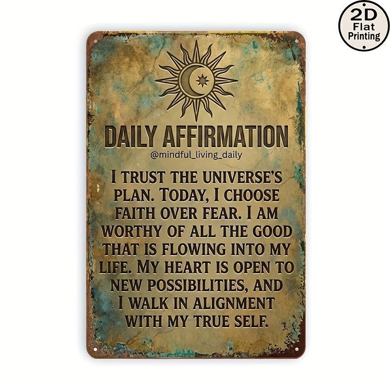 TEMU 2d Flat - Vintage 8x12 Square Metal Wall Sign With 2d Flat Printing, Daily Positive Affirmation, Believe In ', Great For Home And Office