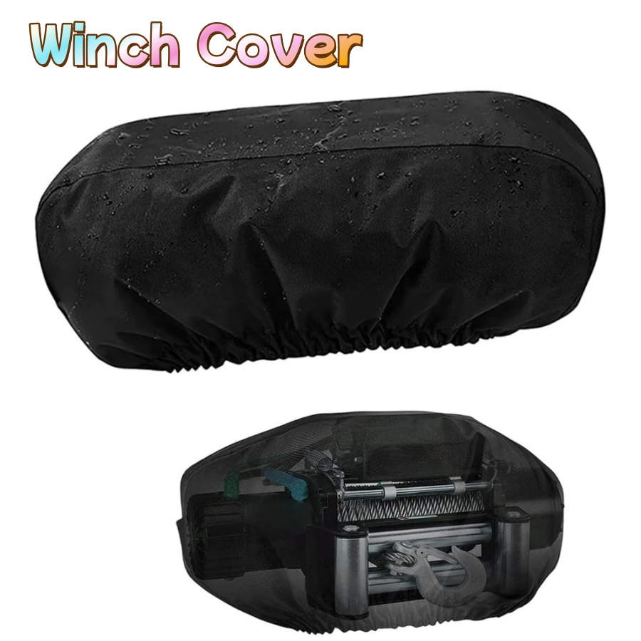 

Heavy Duty Waterproof Winch Cover, Universal Fit, Dust Protection For Indoor Outdoor Electric 8500-17500 Lbs, Polyester Fiber, 21.5x7.5x9.5in Black