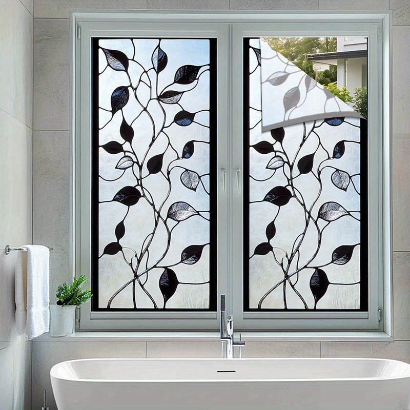 1 stück frost pvc fensterfolie, 2d/flachmuster, selbstklebend, für türen und fenster, datenschutzfolie, für zuhause, küche, badezimmer, schlafzimmer, balkon dekoration, kein kleber erforderlich, tür datenschutzfolie