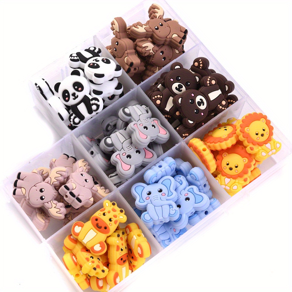 10pcs 29x31mm Silicone Animal Elephant, Bracelet Necklace Beaded Pen Decoration Beads