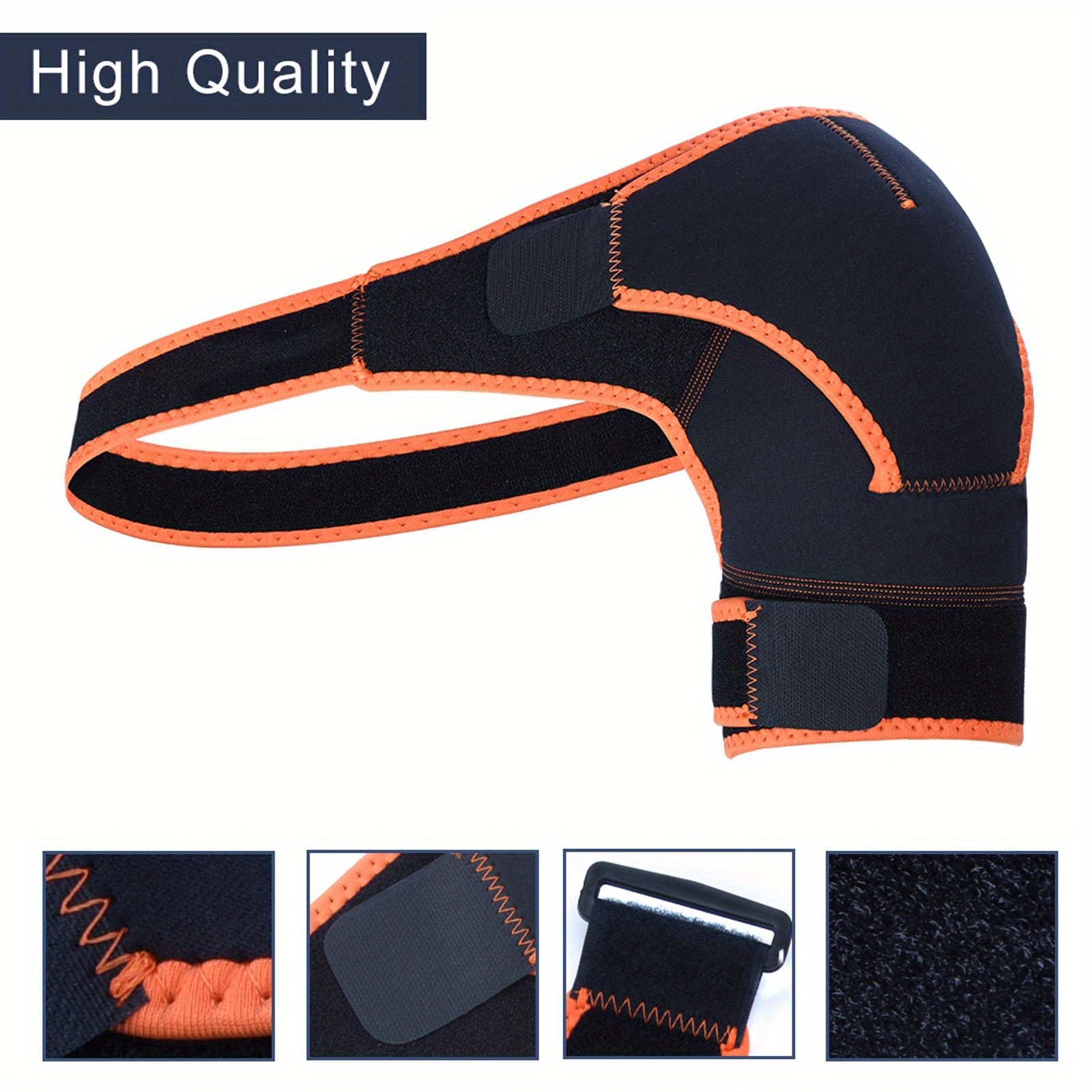 Breathable Neoprene Shoulder Support Brace - Adjustable Compression Wrap for Fitness & Training, Ergonomic Design with Buckle Pressure Relief, Black, Fits Up to 34cm Arm Circumference