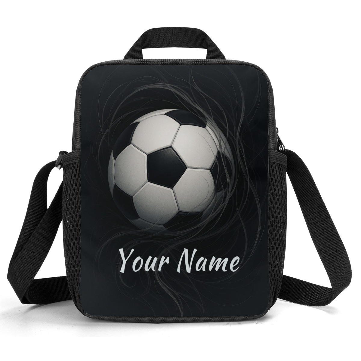 TEMU Personalized Soccer Lunch Bag - Custom Name/text, Non-food Contact Cooler Tote, Insulated Lunch Box Bag, Durable Bag For Sports Fans, School,
