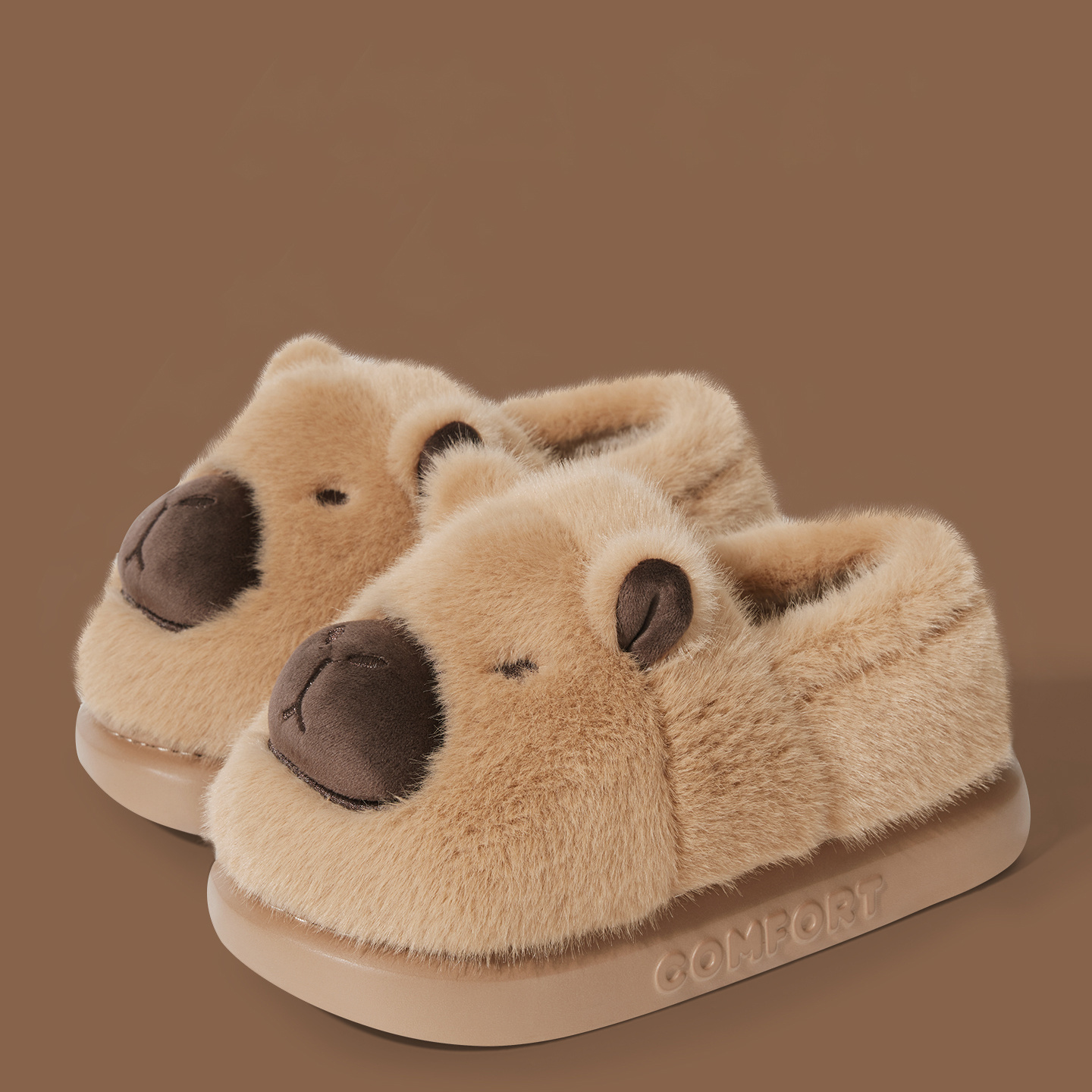 TEMU New Winter Slippers For Couples, Fashionable And Versatile, Warm And Plush For Home Use, Non-slip Thick Sole, Cartoon Soft Sole, Thickened Furry