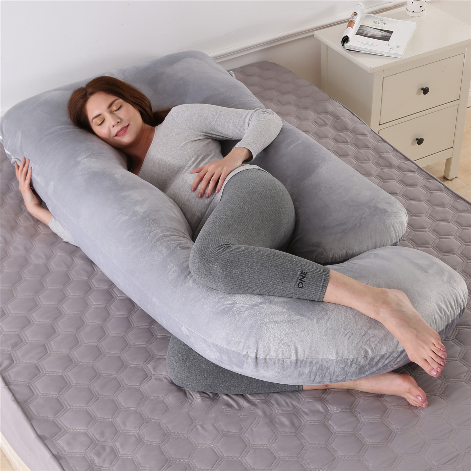 Cool J-Shaped Pregnancy Pillow Sleep Support for Pregnant Mother Halloween And Thanksgiving