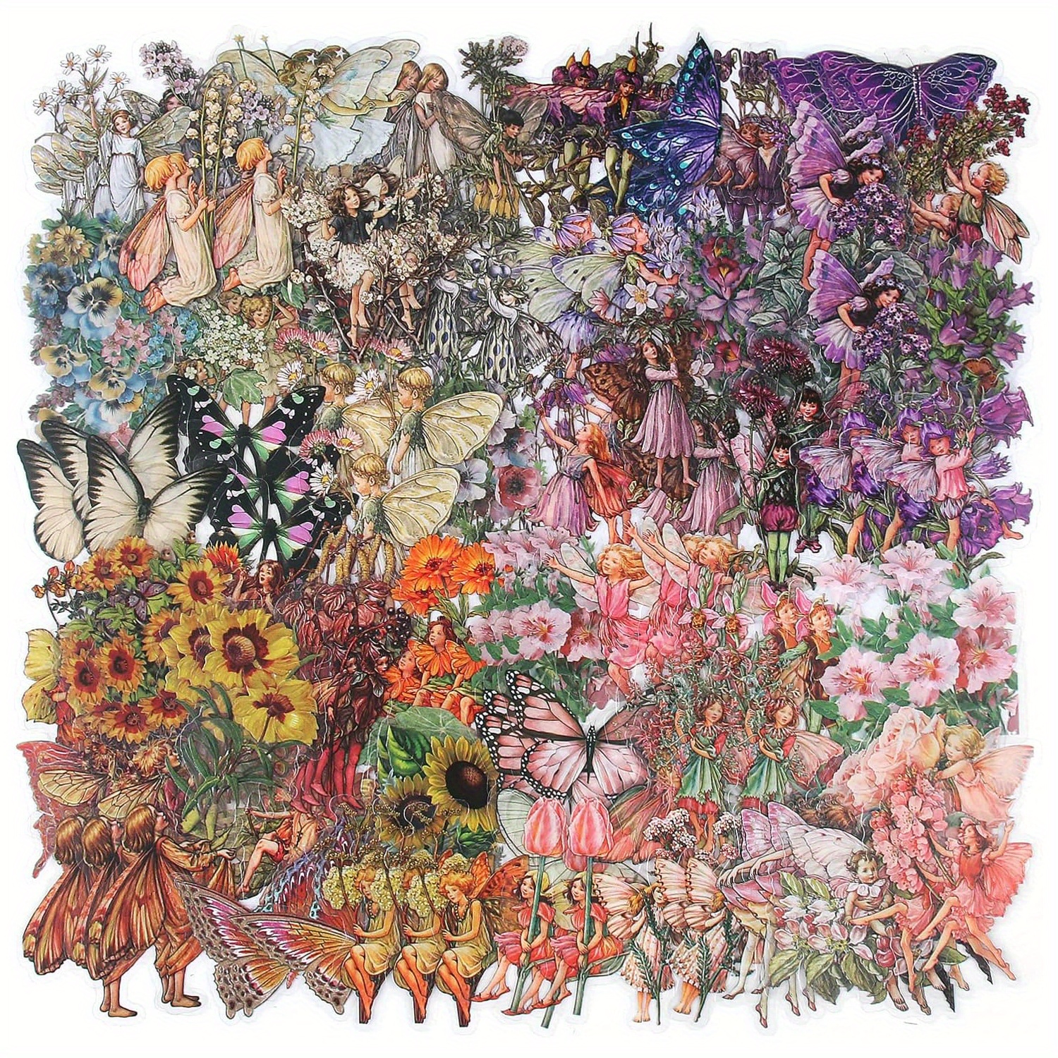 Image of 180pcs Decorative Sticker Set: Transparent Flower Fairy Stickers For Journaling, Scrapbooking, Card Making, Planner, Crafts