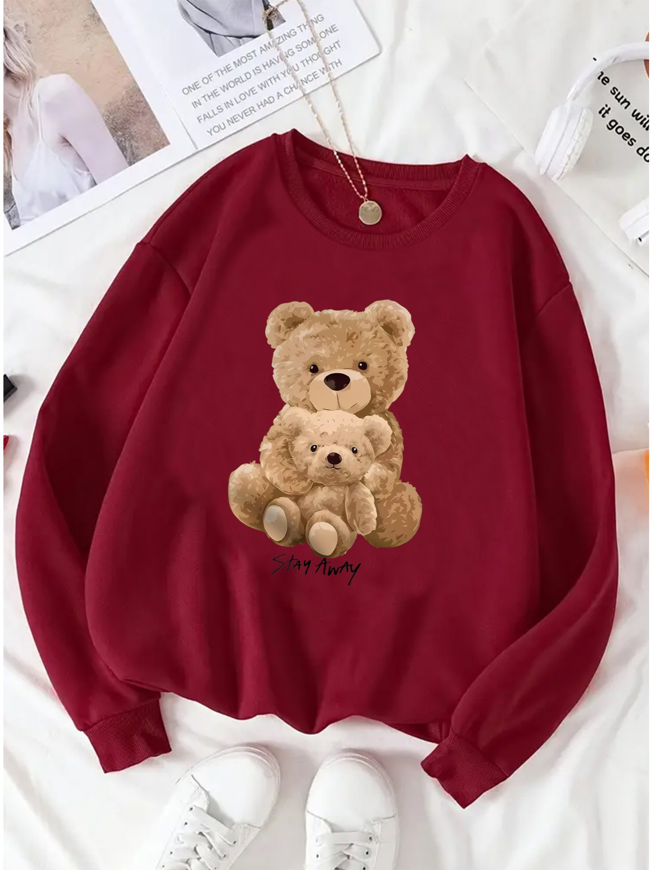 suéter casual cuello mujer estampado adorable oso Temu Guatemala - Main Image