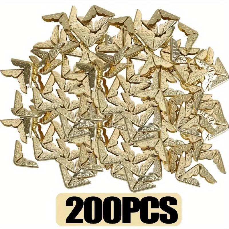 TEMU 200pcs Of 14mm Metal Corner Protectors For Scrapbooks, Albums, Menus, And Retro Card Folders, Ideal For Craft Decoration
