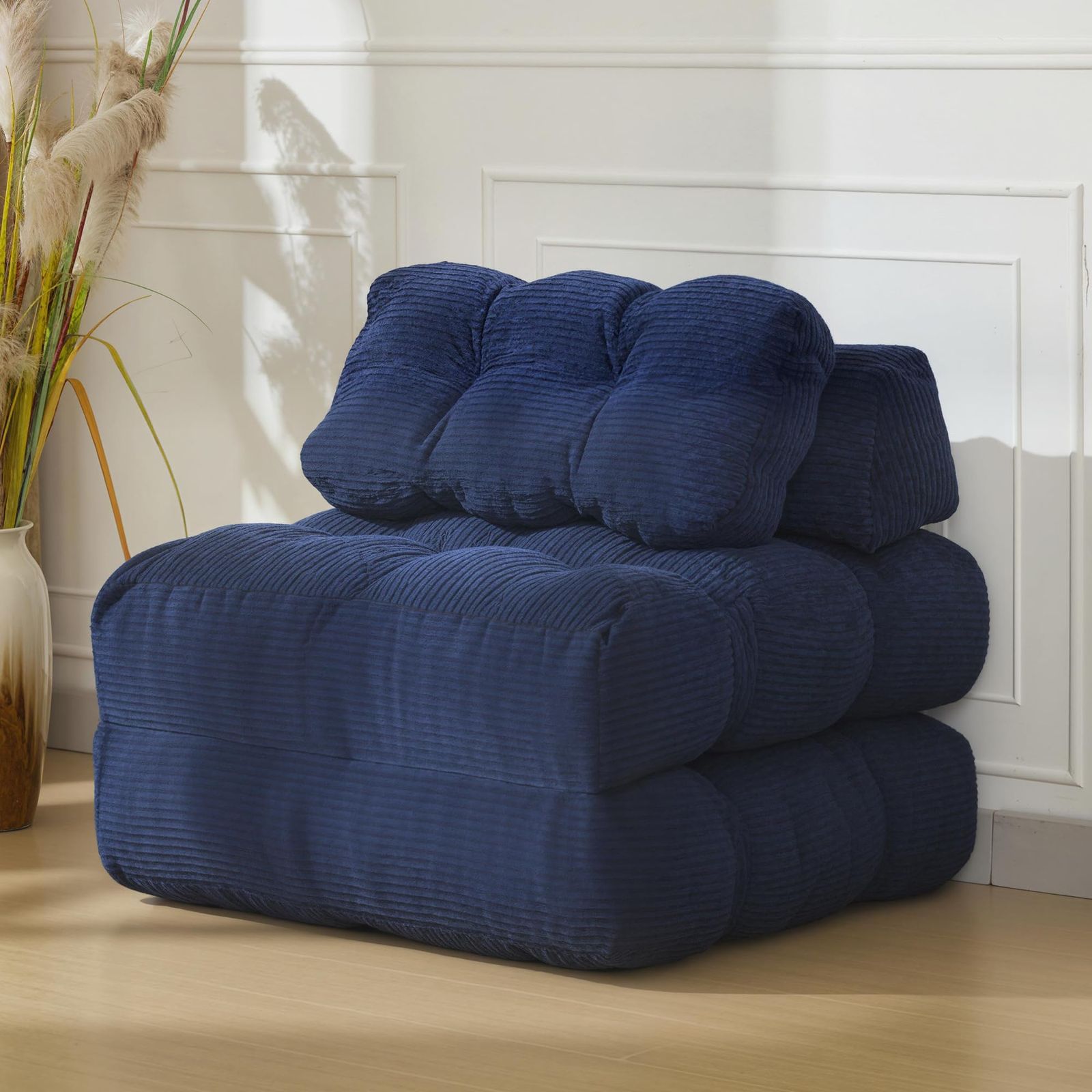 Image of Folding Sofa, Convertible Sleeper Chair With Pillow | Foldable Mattress & Side Pocket, Portable Fold Out Chair Bed, Comfy Floor Sofa Lounge For Living Room Bedroom, By Hausprofi