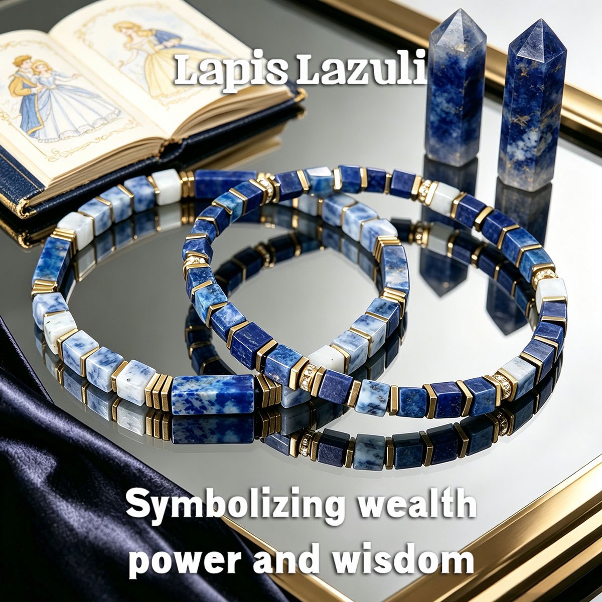 TEMU Lot de 2 bracelets en perles de 5 mm en lapis- et , symbolisant , et la sagesse. bijou décontracté en naturelle convient à un port