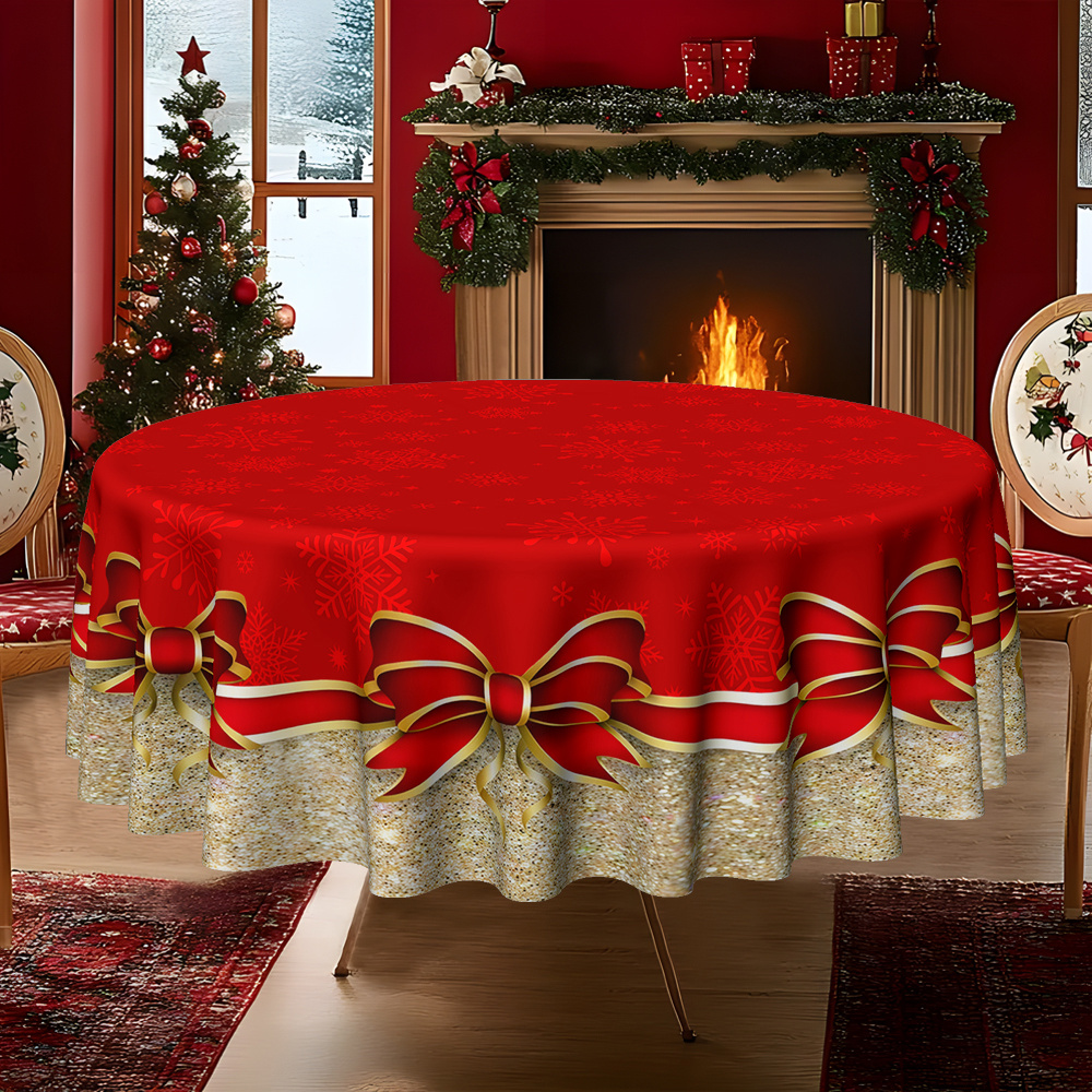 TEMU Mantel de estilo bohemio con impresión 2D, 1 pieza, con estampados lujosos y elegantes de y con temática navideña, adecuado para cocinas y