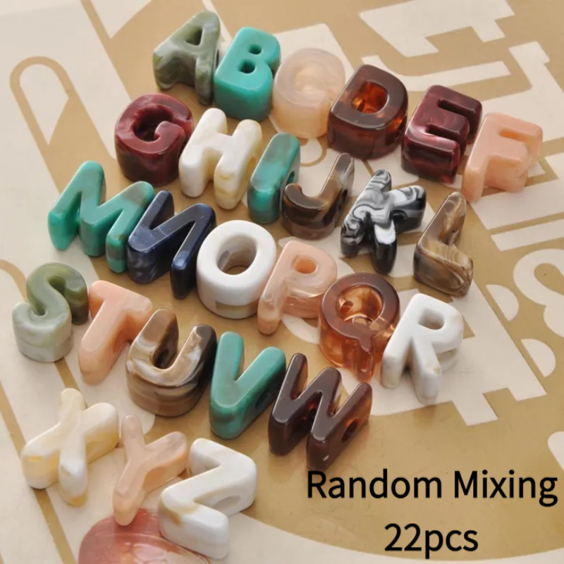 TEMU 11/22 Random Mixed Large-hole Letter Beads, Assorted Marble Acrylic Letters In Bulk, Perfect For Keychains, Bags, Bracelets, And Handmade Crafts