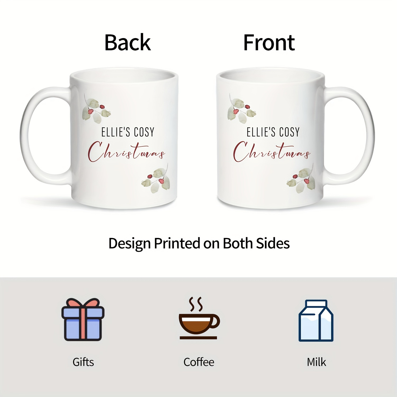 1pc   cozy christmas ceramic mug 11oz customized festive   design bpa free insulated coffee cup hand wash only reusable recyclable for home office party centerpieces housewarming gift multi holiday use halloween hanukkah christmas easter thanksgiving christmas mug holiday drinkware cursive font style bpafree material details 6