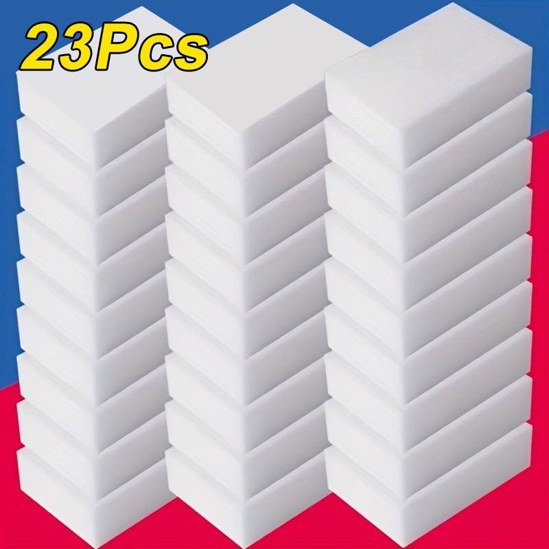 Image of 23pcs Magic Cleaning Sponge Eraser Pads - Household Foam Cleaner For Bedroom, Toilet, Kitchen, Glass Surfaces, Furniture, Bathroom, Bathtub, Sink, Floors, Walls, Universal Stain Removal Sponge