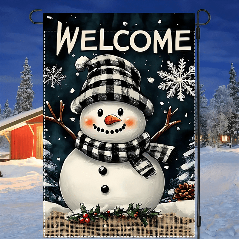 

Snowman - 1pc Double- Polyester Decorative Check Hat And For Decoration, Multipurpose, No Needed, 12x18inch