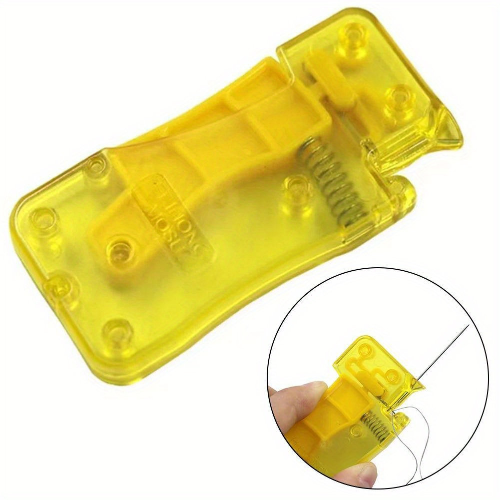 A Lemon Yellow Automatic Needle Threader, Sewing Needle Threader, Manual Sewing Machine Sewing Tool, Home Crafts And Sewing Supplies
