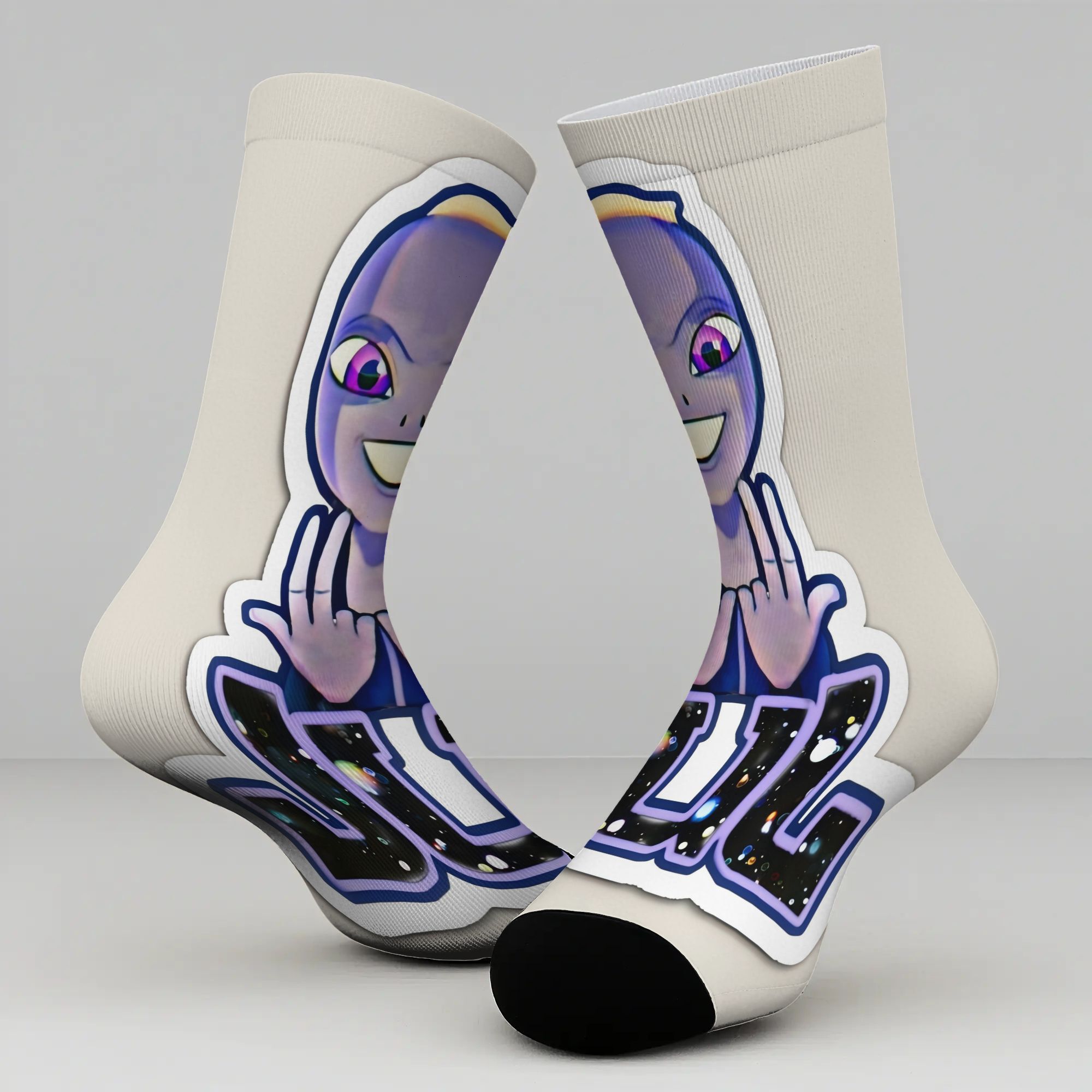 TEMU Une paire de chaussettes de sport à logo imprimé avec un motif imprimé, adaptées à plusieurs scénarios que les activités de , le cyclisme et le
