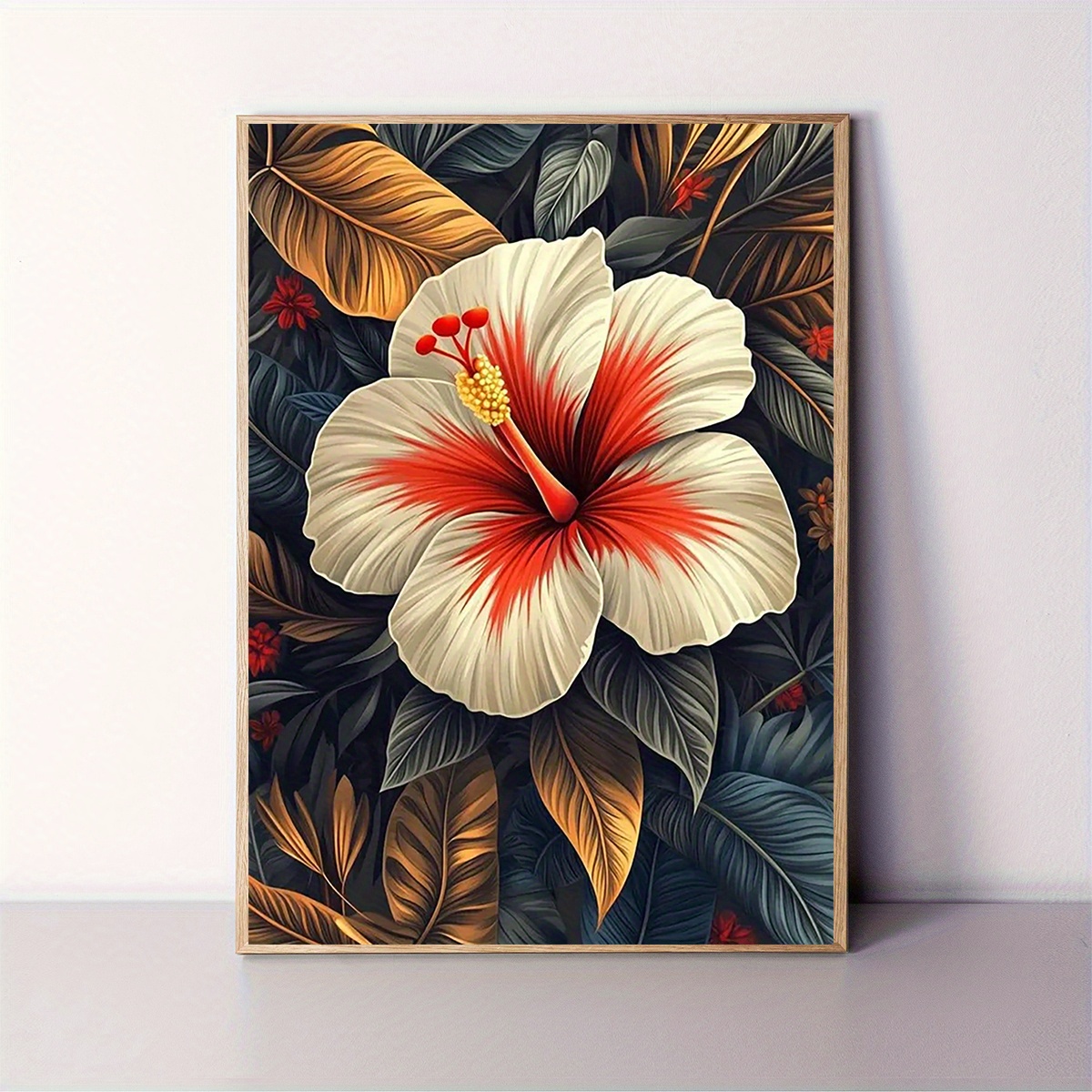 TEMU 2d Flat, 2d Flat, 1pc 2d Flat Art Measuring 30.48x40.64cm, Featuring A Samoan Hibiscus In A Polynesian Floral And Tribal Design. It's A Canvas
