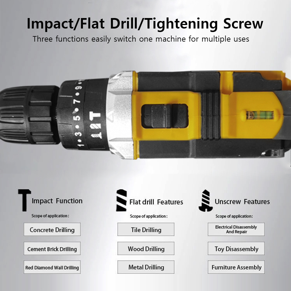36Vf Cordless Screwdriver Set, Cordless Drill, 38 N. M Max Impact Drill, 2-Speed, Torque On 25 + 1, Cordless Drill With 30pcs Accessories(2x 1500mah Batteries)