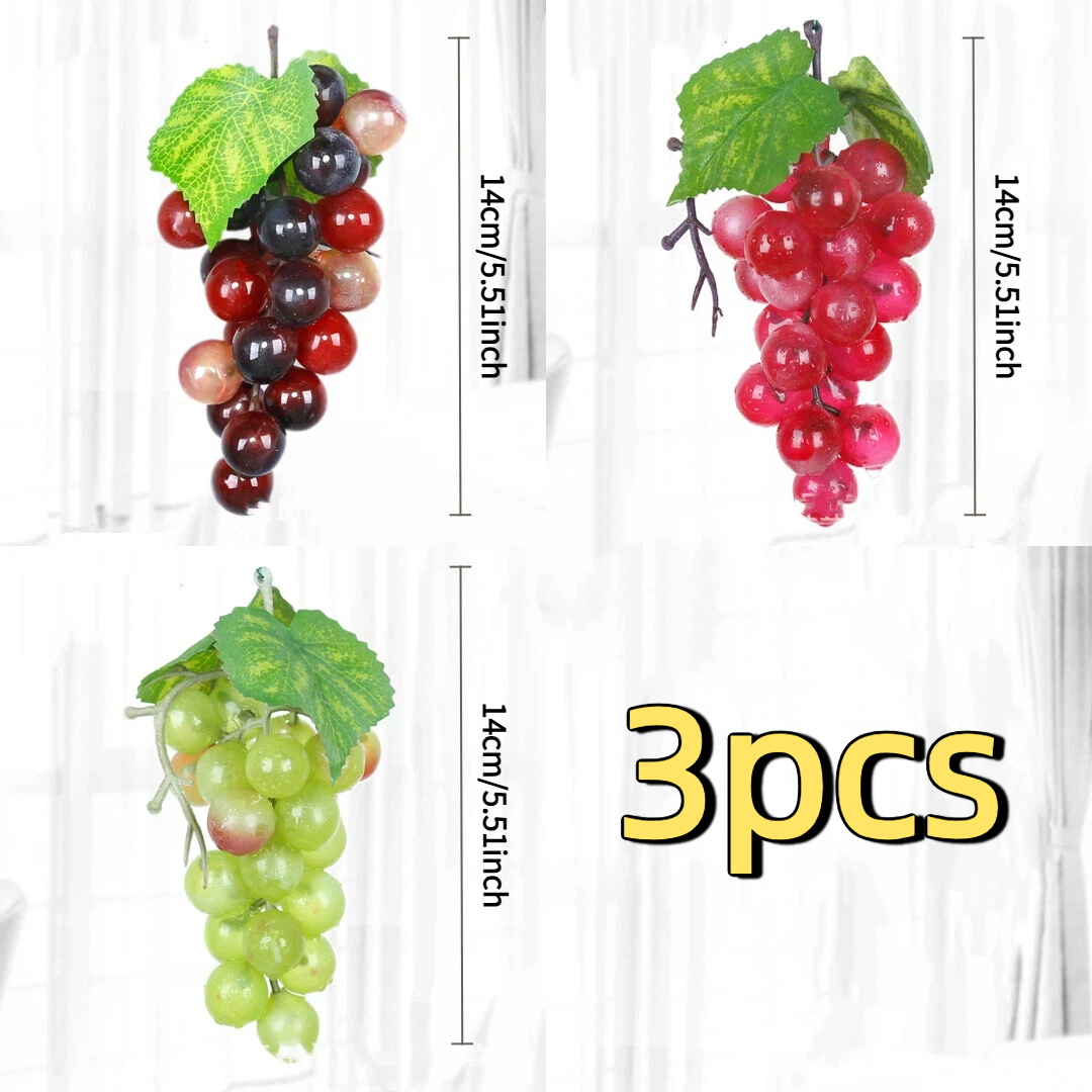 TEMU 3pcs Artificial Grape Garlands - Includes 3 Colors Of Simulated Fruits, Suitable For Home, Kitchen, Garden, And Christmas Party Decorations,