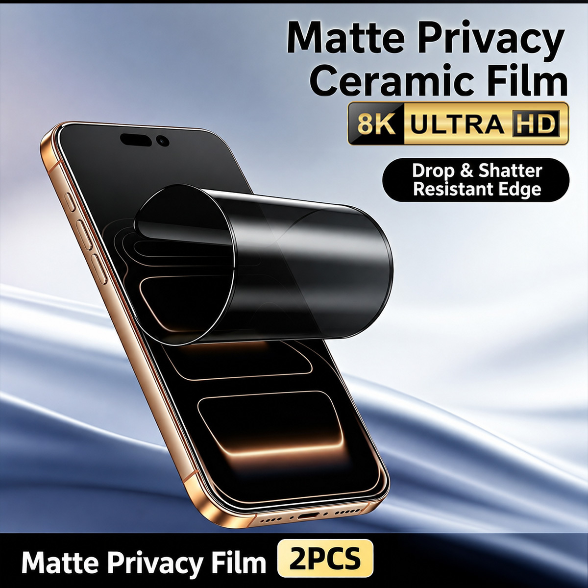 TEMU Paquete de 2 protectores de pantalla de cerámica mate para privacidad, antirreflejo y antihuellas, película para pantalla de teléfono, cobertura