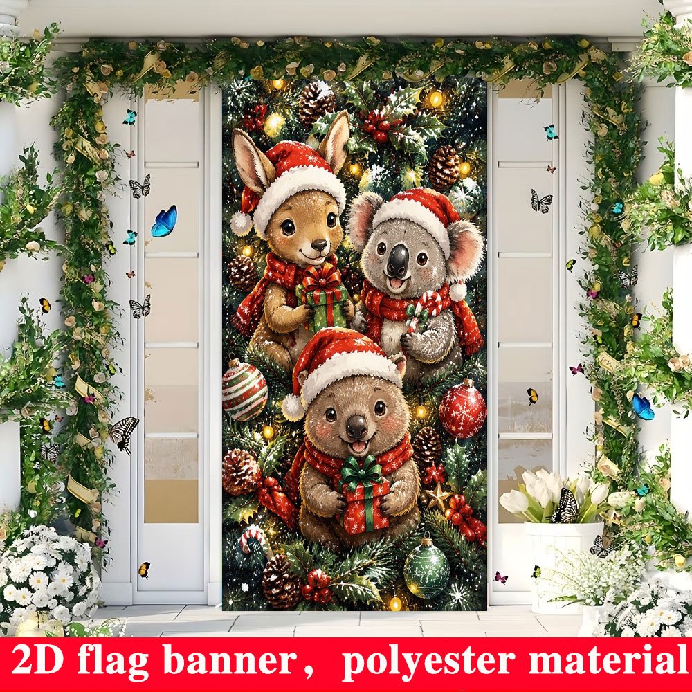 TEMU 2d Flat, 2d Door Banner 2d Flat, 2d Door Banner 1pc 2d Flat Door Cover, 2d Flat Cute Animal Theme Door Cover Background Cloth, Made Of Polyester