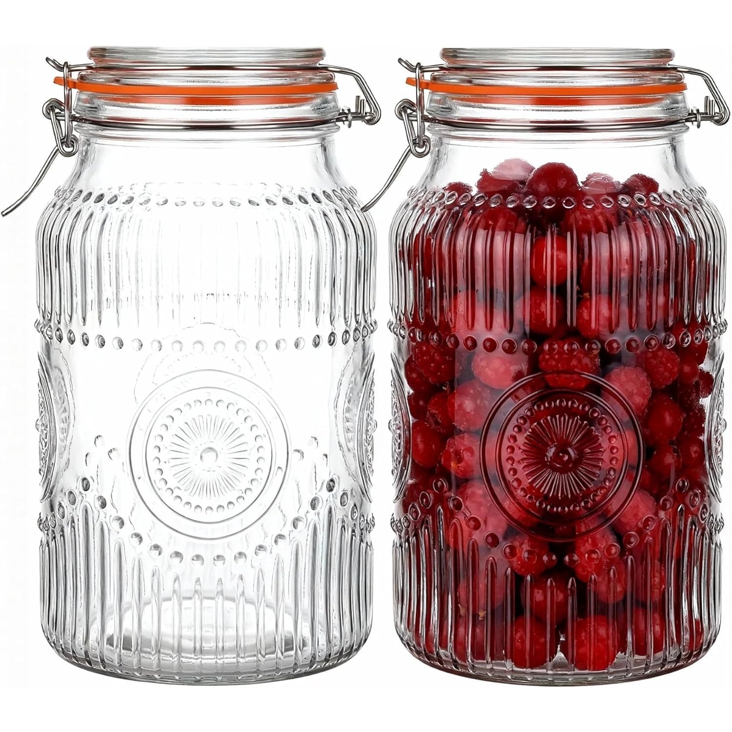 TEMU 2 Pack Wide Mouth Vintage Mason Jars With Airtight Lid - Canister Jars 1 Gallon (128oz) Each, Round Jars For Pantry Storage, Coffee, Sugar,